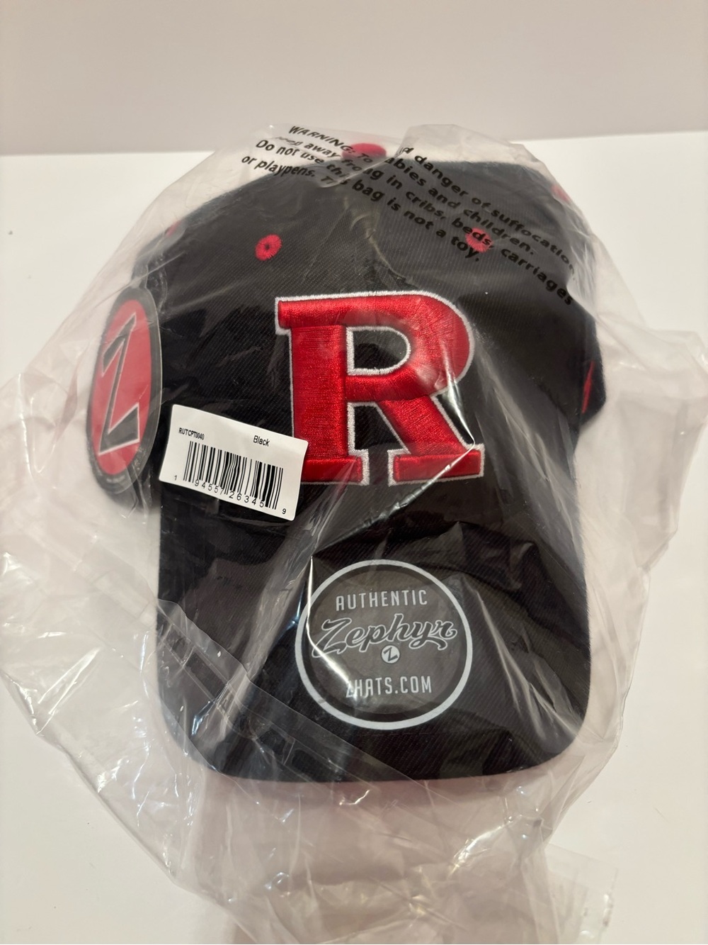 New Zephyr Rutgers Velcro Adjustable Hat Red Black R Stitched Men’s